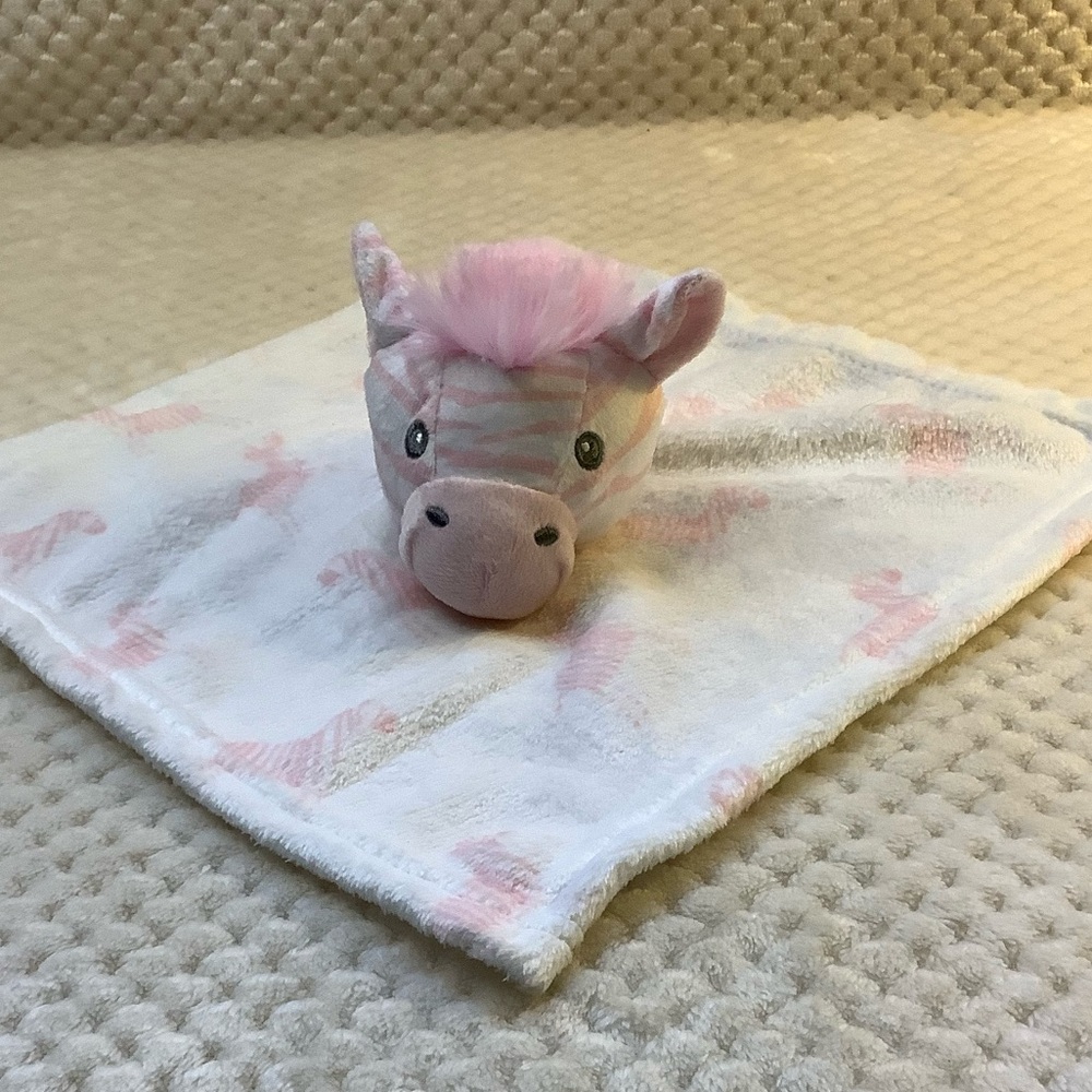 LILA and JACK NEW York Pink White Zebra Lovey Stuffed Animal Security Blanket
